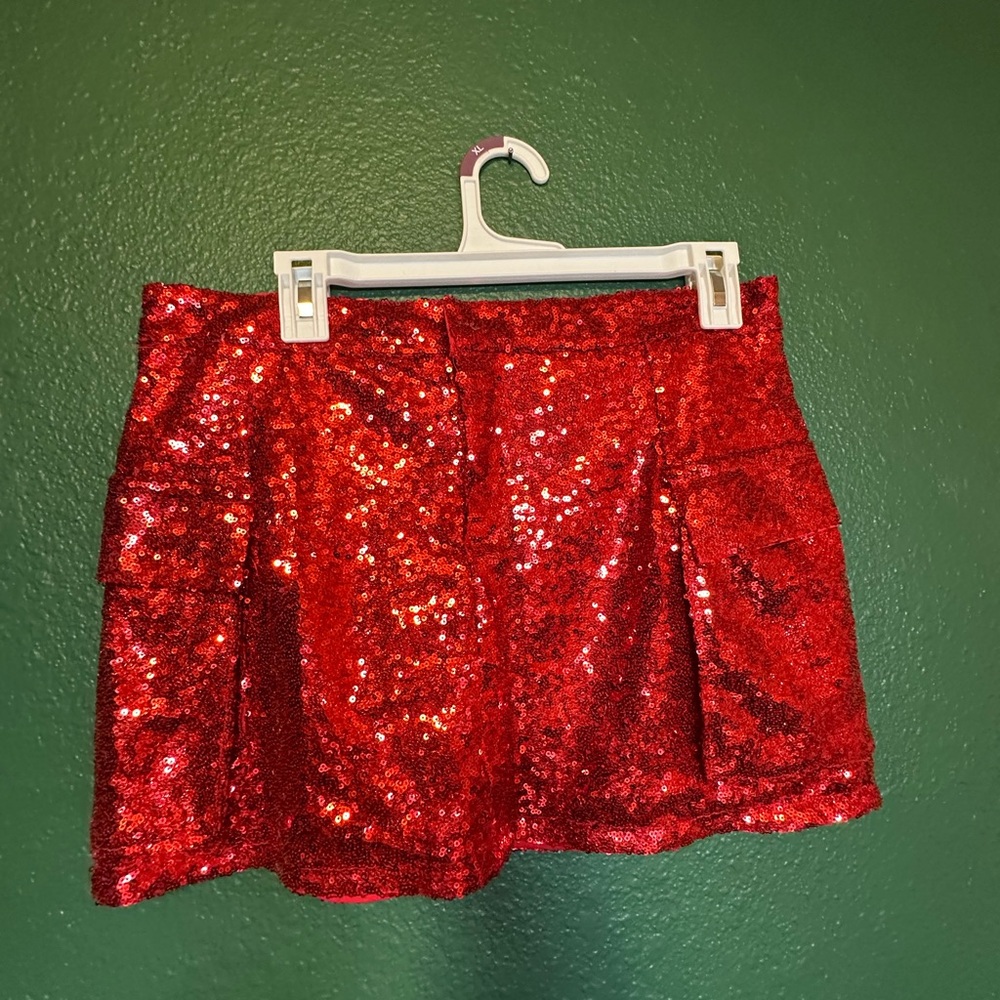 Glamorous Red Sequin Mini Skirt